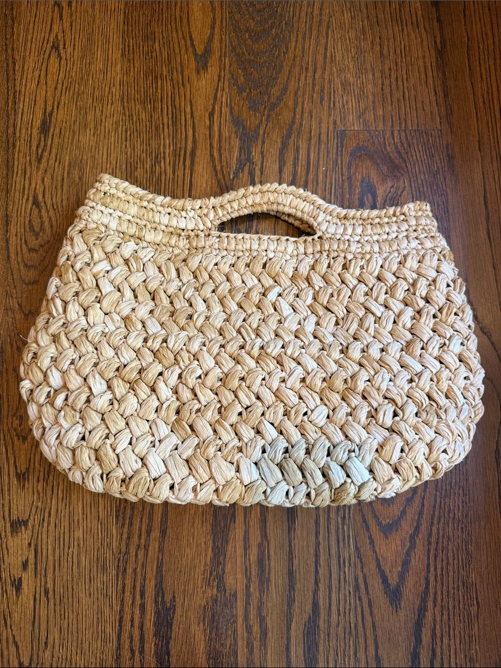 Woven Straw Tote Handbag in Natural Beige